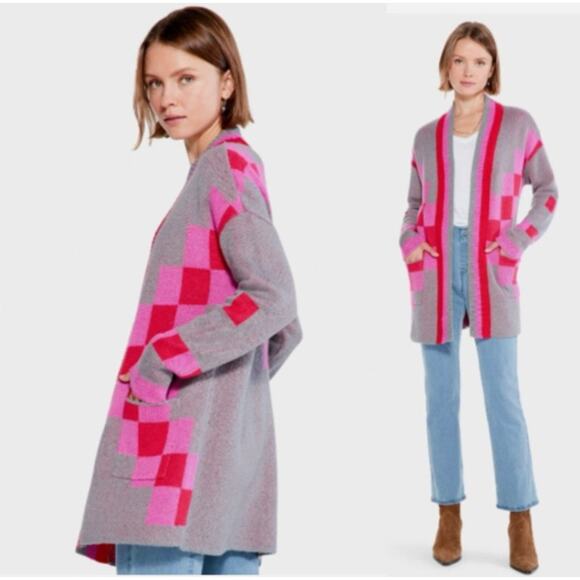 Nic + Zoe Pink & Gray Knitted Long Sleeve Cardigan Size XS - Picture 2 of 8